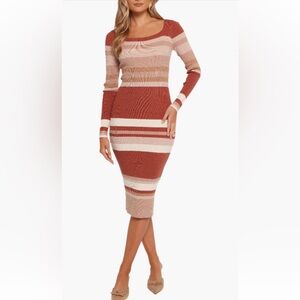 Petal & Pup Ribbed Knit Dress in Rust